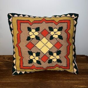 Vintage MCM 70’s Knitted Throw Pillow